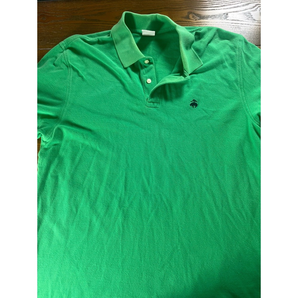 Brooks Brothers Polo Shirt Mens Large Green Logo Casual Short Sleeve